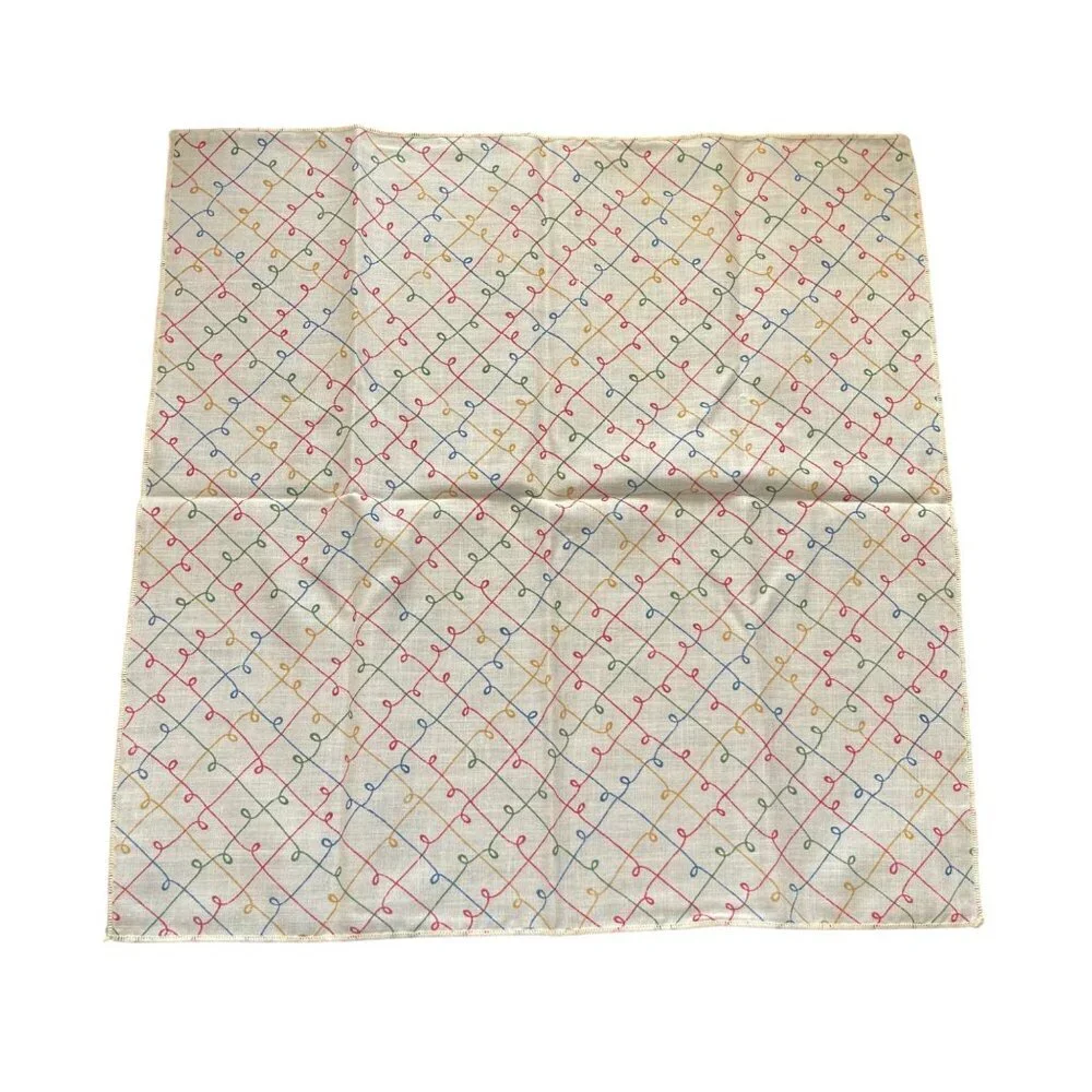 6 Napkin Set Lattice Multi-Color Red Blue Green Yellow Upcycle Crafting